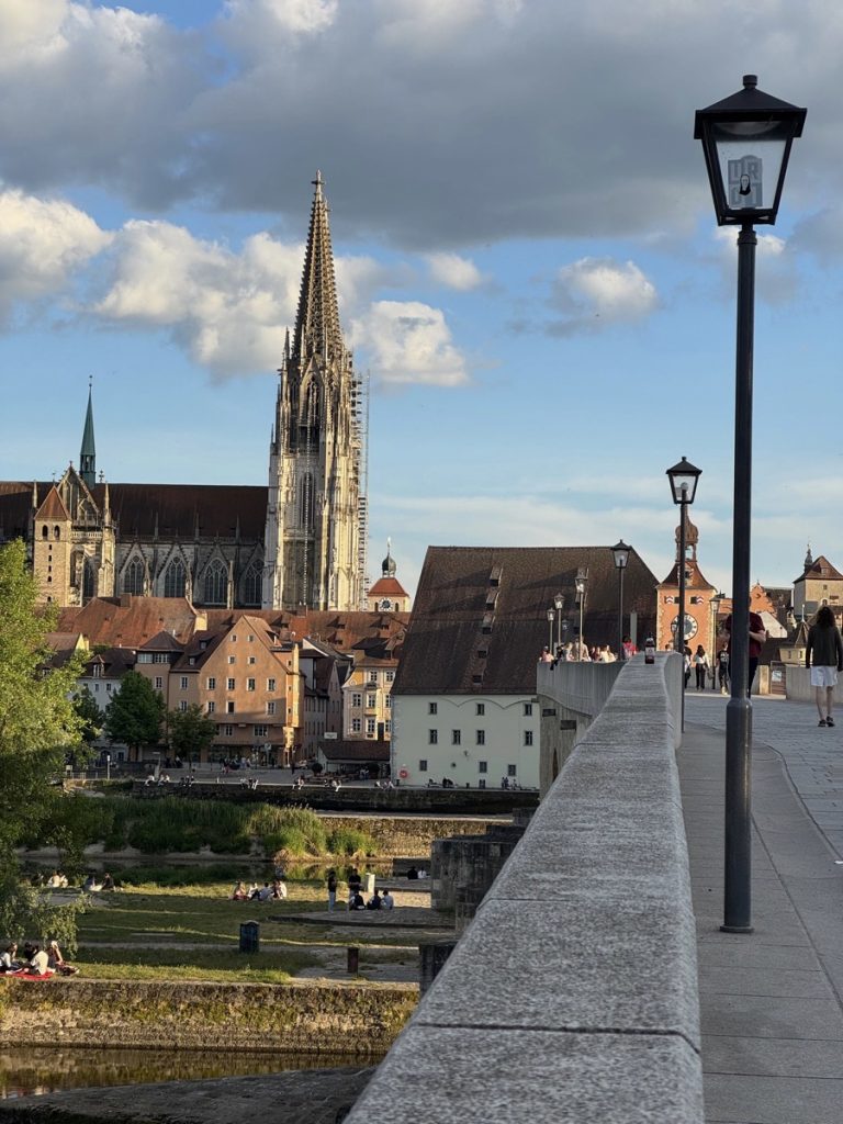 Regensburger Dom von der Steinernen Brücke aus