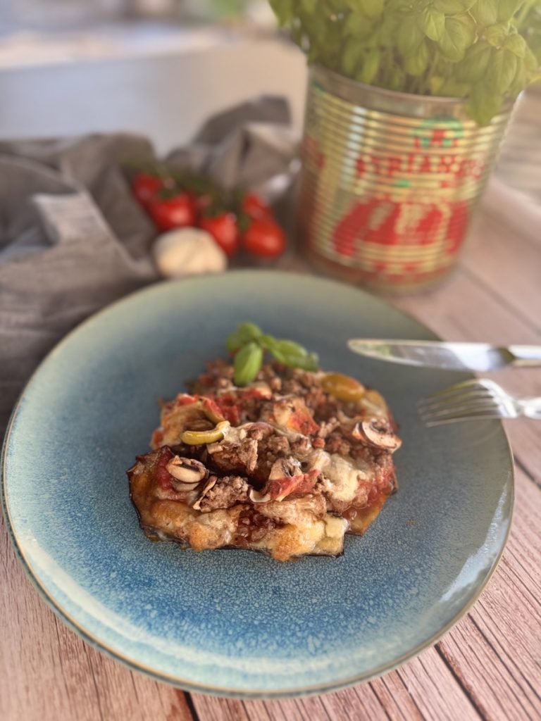 Auberginen-Hack-Pizza