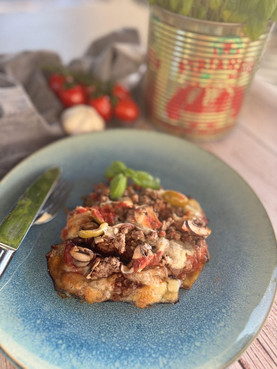 Auberginen-Hack-Pizza