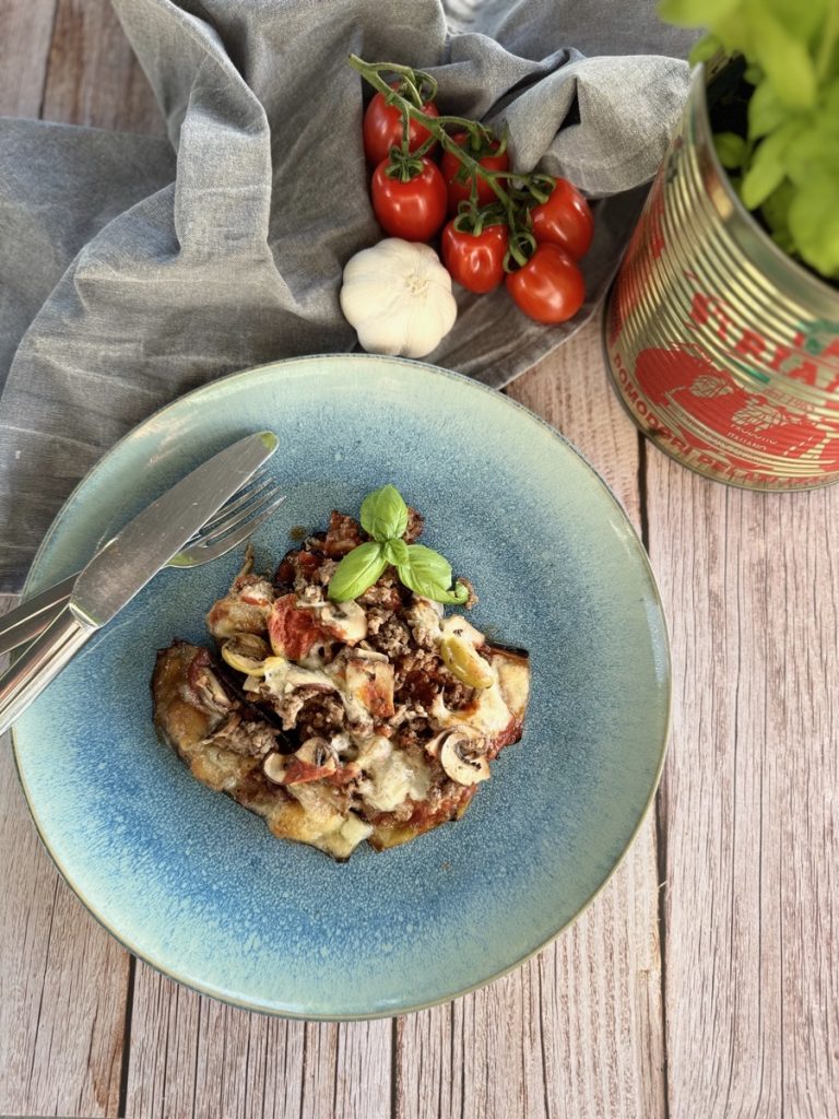 Auberginen-Hack-Pizza